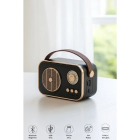 Resim Knittingtr Retro Radyo, Bluetooth, Usb, Tf Kart, Fm, Siyah, Küçük Boy, Nostaljik Görünüm 