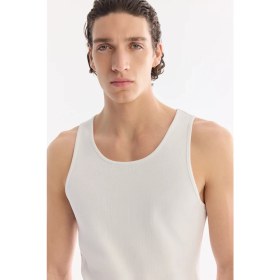 Resim AVVA Erkek Beyaz Kolsuz Basic Fitilli Regular Fit Atlet B001058 
