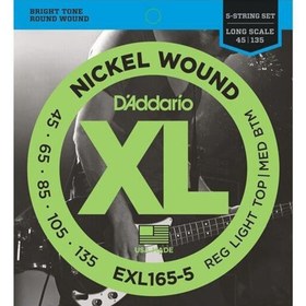 Resim D'Addario EXL165-5 XL Nickel Serisi Bas Gitar Tel Seti (Long Scale - 45-135) 