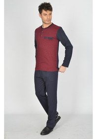Resim Ancelo Erkek Uzun Kollu Pamuk Çeyiz Pijama Takım 1032 Bordo 