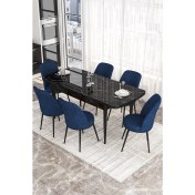 Resim Canisa Concept Kor Serisi 70X114 Açılabilir Siyah Mermer Mutfak Masa Takımı 