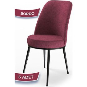 Resim Canisa Dexa Serisi, Üst Kalite Mutfak Sandalyesi, 6 Adet Bordo Sandalye, Metal Siyah Iskeletli Sandalye Bordo Ayaklar Siyah 