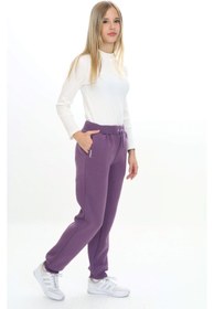 Resim Toontoy Kız Çocuk Nakış Baskılı Beli Paçası Ribanalı Cepli Basic Jogger Eşofman Altı 3 İplik Şardonl 