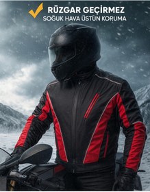 Resim AKGÜNEŞ MOTOGARAJ Su ve Rüzgar Geçirmez Motorcu Ceketi – Koruyucu Motosiklet Montu 