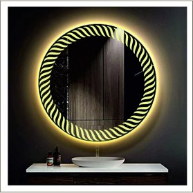 Resim Dnr-MirrorDnr-Mirror 80 cm Günışığı Ledli Tasarım Kumlamalı Banyo Aynası Makyaj Aynası Işıklı Ayna 