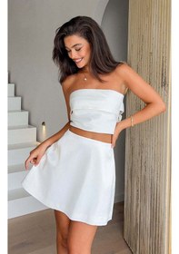 Resim Pepulem Beyaz Mini Saten Etek Beyaz 