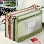 Resim Çift Katmanlı Fermuarlı Büyük Kapasiteli A4 Şeffaf File Saklama Çantası, Taşınabilir Okul Çalışma Düzenleyici, Polyester 