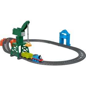 Resim Thomas ve Arkadaşları Thomas ve Cranky Kargo Macerası, Sür-Bırak Trenli, Oyuncak Motorlu Tren, Lokomotif, Vinç, Tünel Dahil GFJ76 