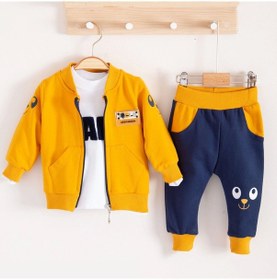 Resim 3-18 Ay Erkek Bebek Takımı New Fashıon Hırkalı 3'lü Sarı Sarı 