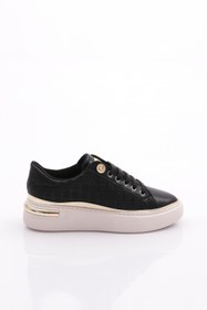 Resim Dgn Kadın Bağcıklı Şerit Detaylı Sneakers Ayakkabı Siyah Beyaz Altın 366102682 