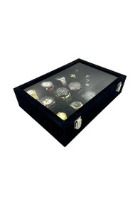Resim Richbox 9'lu Saat Çantası Yüzük Takı Saat Kutusu Alc. Siyah 