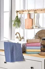 Resim Mira Home 6'lı Mutfak Kurulama Bezi 45x65 cm Pötikare Desen (Renkli) 