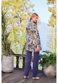 Resim Monamise 25054 Lacivert 3 lü Hamile Lohusa Pijama Sabahlık Takım 