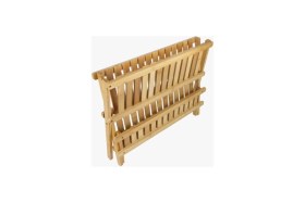 Resim Feyza Design Katlanabilir Bambu Tabaklık, Bulaşık Sepeti ve Kurutmalık Seti 