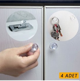 Resim 4 Adet Kristal Tasarımlı Çok Amaçlı Yapışkanlı Tutacak Buton Çok Renkli 