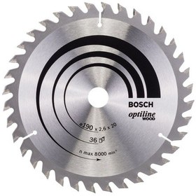 Resim Bosch Optiline Wood 190x20/16 mm 36 Diş Daire Testere Bıçağı - 2608640613 