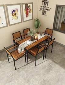 Resim Woodesk Alaca CPT7707-150 Masif Ahşap Bahçe Masa + 6 Sandalye Takım CPT7707-150 