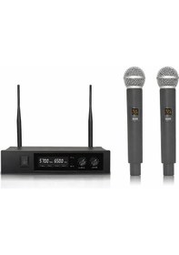 Resim Ten, Uhf Kablosuz Mikrofon Seti Çift Kanallı 2x16 Kanal Profesyonel El Mikrofonu Okul Ve Organizasyon Mikrofonu 