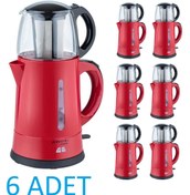 Resim Genel Markalar 6 Adet - Teaplus Elektrikli Cam Demlikli Çaycı Çay Makinesi 2000 Watt 3100 Ml Mor 