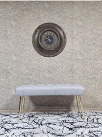 Resim Zafir Gold Kaplama Sivriltme Ayaklı 90 Cm Puf Bench - Puf - Bench - Kasalı Oturak - Oturak - Yatak Ucu Puf Gri 