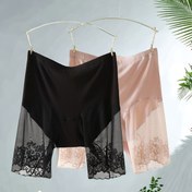 Resim 2'li Paket Kadın Yüksek Bel Düz Paça Pantolon, Kontrast Dantel Detaylı Esnek Naylon Külotlu Tayt 