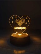 Resim Elfora Işıklı Kalp Kişiye Özel 3d Ahşap Tabanlı Sevgiliye Hediye 