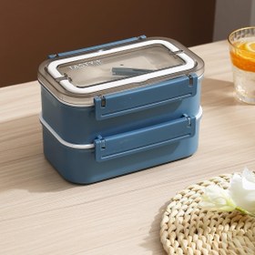 Resim Bento Lunch Box Ofis-okul Için Yeni Nesil Sefer Tası Çift Kat 4 Bölme Paslanmaz Çelik F494 Mavi Diğer