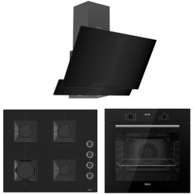 Resim Ferre Flowart Ventora Pro Siyah 3'lü Ankastre Set ( QBL63CS-SS205-D063 ) 