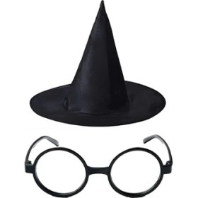 Resim Harry Potter Büyücü Şapkası ve Harry Potter Büyücü Gözlüğü Siyah Renk 