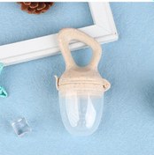 Resim Bej Kapaklı Silikon Bebek Meyve Besleyici Bebek Emziği Taze Gıda Emzik Nibbler Bej 