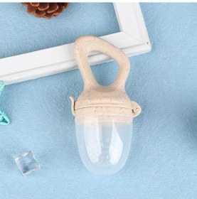 Resim Bej Kapaklı Silikon Bebek Meyve Besleyici Bebek Emziği Taze Gıda Emzik Nibbler Bej 