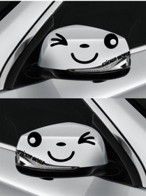 Resim Sticker World Ayna Gülücük Sticker Sağ-sol Takım Siyah 12*6 Cm 2 Li 