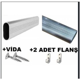 Resim Doğanmobilyahirdavat Özel Kesim Elbise Askılık Borusu Gardrop Askı Borosu 2 Adet Flanş 
