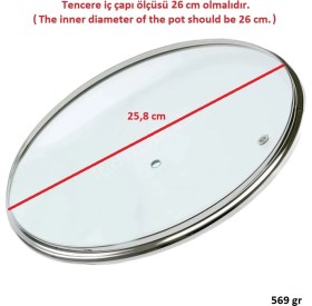 Resim İcanpares Tencere Sahan Tava Cam Kapağı Buhar Delikli Kapak 26 cm ve Mor Koyu Tutma Tepesi 