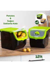 Resim Porsima 1506 2'li 12l Çok Amaçlı Erzak Saklama Kutusu Sebzelik Ye 