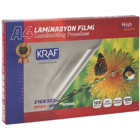 Resim KRAF LAMİNASYON FİLMİ PARLAK A4 125 MİC 100'LÜ 2124 