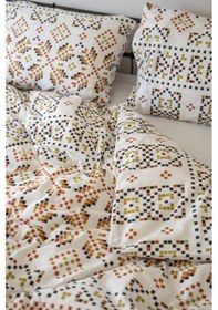 Resim Cotton Collection Kışlık Pazen Tek Kişilik Nevresim Seti Boho Pearl Renkli 