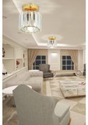 Resim İstanbul Avize Istanbul Avize Plafonyer Tavan Gold Y-10 Kristal Taşlı Avize 