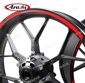 Resim Arashi Kırmızı Tekerlek Jant Şeritleri Bant Çıkartmaları Tüm 17 inç Motosiklet veya Araba için Tasarlanmıştır CBR250R CBR300R DRZ400SM DL650 DL1000 GSX1300R Katana600 750 Ninja 650 Z750 MT07 FZ07 MT09 