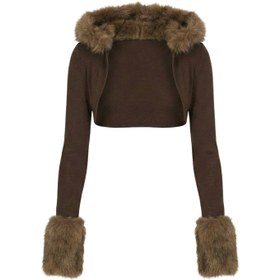 Resim FAUX FUR-TRIMMED HOODIE BOLERO - 36 