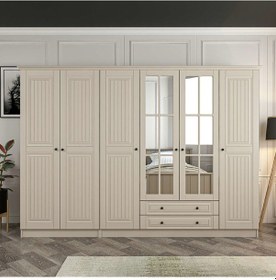 Resim Kale 6 Kapaklı 2ç Taçlı Dolap Kumtaşı Mebran İlkbahar Kumtaşı 190cm Bej 