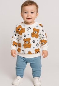 Resim dinamik çocuk Erkek Bebek 2li Takım | Ayıcık Desenli Sweatshirt + Alt 3-6-9-12aylık 