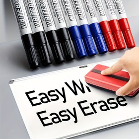 Resim 3/6/12 Adet Silinebilir Beyaz Tahta Kalemi - Büyük Mürekkep Kapasiteli, Siyah/Mavi/Kırmızı Renkler, Sınıf, Ofis, Ev, Sunum İçin Uygun - Beyaz Tahtalar, Flipchartlar ve Kağıtlarla Uyumlu - Öğretmenler, Profesyoneller, Öğrenciler, Sanatçılar ve Ev Çalışma Alanları İçin İdeal, Parlak Renkler, Dayanıklı Uçlar, Öğrenci Temel Malzemeleri 