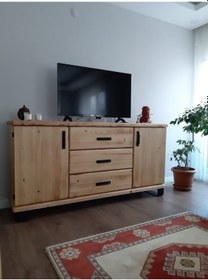 Resim Deryawood Tamamen Masif Doğal Ahşap Konsol 