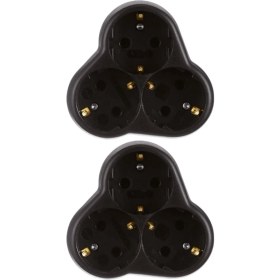 Resim Byars Blişim Byars Bilişim 3lü (Üçlü) Yonca Golyat Fiş Priz Siyah (2 Adet) 