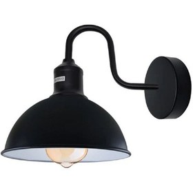 Resim Riolight Vintage1,rustik1,retro1 Siyah Metal Otel,cafe,odaklar İçin Duvar Aplik Şapka Çapı:23cm Siyah 