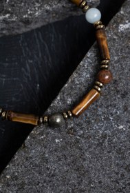 Resim Kaplan Gözü Doğal Taş Erkek Bileklik - 18 cm 
