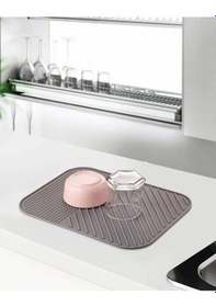 Resim Bulaşık Kurutma Matı Bulaşıklık - Su Toplamaz Özellikli Silikon Bulaşık Matı 