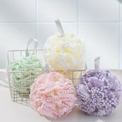 Resim 4'lü Paket Peeling Duş Lofası - Yumuşak Ağlı Banyo Süngeri, Hafif Bej Renkli, Zengin Köpük ve Ev Spa'sı İçin, 4 Renk (Açık Yeşil, Sarı, Pembe, Mor), Asma İpli, Yüksek Kaliteli Eksfoliantlar 