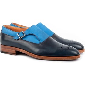 Resim Zerbay Kangto Kösele Taban Desenli Deri Erkek Klasik Ayakkabı Monkstrap Loafer 